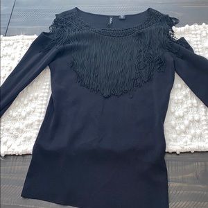 Venini cold shoulder fringe top
